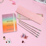 Rainbow Notebook & 8 Pencils in Box