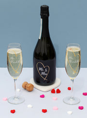 Mr & Mrs Gold Heart Prosecco Gift Set