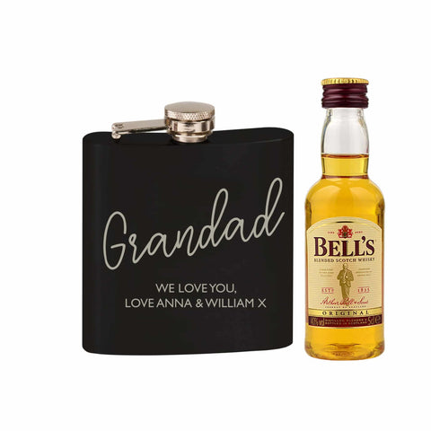 Black Hip Flask and Miniature Bells