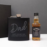 Black Hip Flask and Miniature Jack Daniels