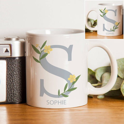 Floral Initial Mug
