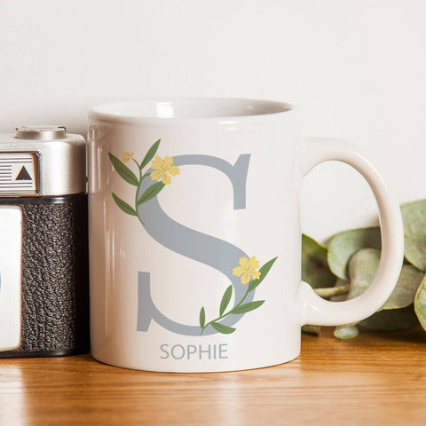 Floral Initial Mug