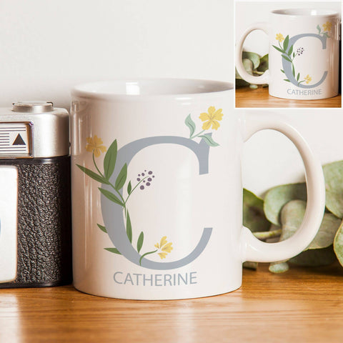 Floral Initial Mug