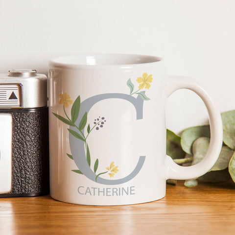 Floral Initial Mug