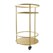 Round Metal Gold Trolley with Two Shelves