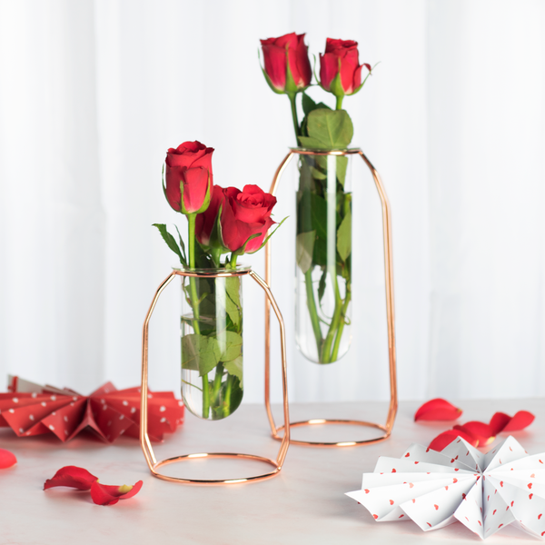 Rose Gold Centrepiece Flower Vases - Set of 2