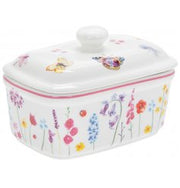 Floral Butterflies Butter Dish